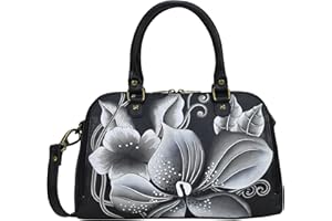 Anna by Anuschka Damen Women's Hand-painted Leather Wide Original Echtleder handbemalt breit Organizer Satchel-Leder Handtasche für Frauen