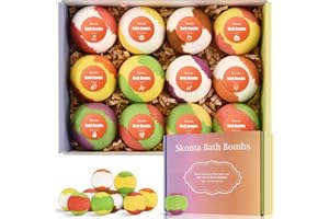 Skonta Bath Bombs Gift Set, 12-Pieces Handmade Fizzy Bubble Bath Bombs, Vegan & Cruelty Free, Perfect for Bubble and Spa Bath, Birthday Mothers Day Gifts Idea for Her/Him, Wife, Girlfriend Teens