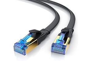 CSL-COMPUTER CSL CAT.8 Network Cable Flat 40 Gbits - LAN Cable Patch Cable - CAT 8 High Speed Gigabit RJ45 Ethernet Cable - 4000 Mbits Fibre Speed - Flat Ribbon Cable - Installation Cable - Black