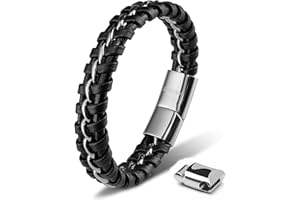 SERASAR | Pulsera [Joy] de Cuero Premium para Hombre en Negro | Cerradura Magnética de Acero Inoxidable en Negro, Plata y Oro | Joyero Exclusivo | Gran Idea de Regalo