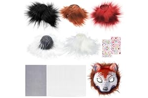 KIGIFT Kit di 13 maschere Therian per gatti, kit fai da te per la creazione di maschere Therian, include 5 maschere finte di Therian e foglio di feltro autoadesivo con rete per gli occhi e adesivo con gemme