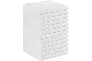 Westlane Linens 100% Cotton Face Cloths Flannels & Washcloths Super Soft Hotel Quality (White, 12 Pack)