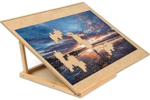 BECKO US Becko Puzzlebrett und Halterung, Set aus Holz, Puzzle-Ständer, mit Puzzlebrett für bis zu 1000 Teile