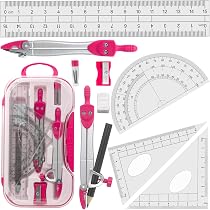 Kit De Géométrie 10 Pièces Avec Boîte De Rangement - Compas, Règles, Rapporteur - Pour Étudiants Et Artistes - Bleu