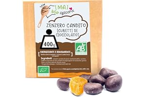 [MA] BIO ÉPICERIE [MA] BIO-ÉPICERIE | Zenzero candito bio in cubetti ricoperti di cioccolato fondente | 400g |Frutta candita senza conservanti | Snack sano | Alternativa alle caramelle zenzero | Frutta secca bio
