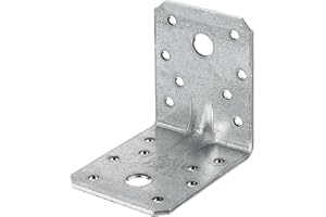 Alberts 330330 Squadretta di giunzione angolare rinforzata con nervatura di rinforzo, zincata con procedimento Sendzimir, 70 x 70 x 55 mm / 12 pz