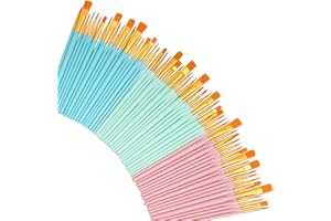 CUWELT 60 Pieces Art Paint Brushes Set, Artist Nylon Hair Brushes Set with 10 Different Sizes, Colored Painting Brush for Watercolor Acrylic Oil Painting Artist Craft