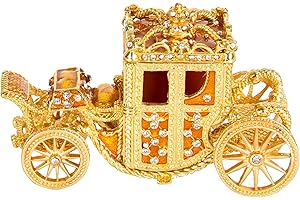 QIFU Decorative Hand Painted Royal Carriage Style Hinged Jewelry Trinket Box, Unique Gift Home Decor