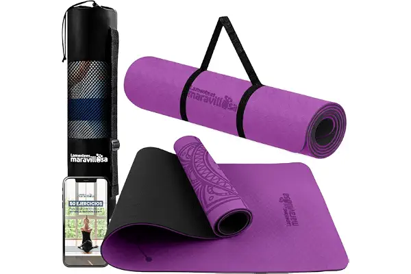 LA MENTE ES MARAVILLOSA - Esterilla de Yoga TPE, 183x61 cm | Colchoneta Antideslizante Grosor 6 mm para Fitness, Pilates y Gimnasio en Casa, con E-Book, Bolsa y Correa de Hombro