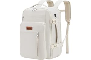 YOKGO Mochila Viaje Cabina Avion 40x30X20 Expandible 40x30x25,Mochila de Viaje, Equipaje de Mano 24 a 30L Apta Ryanair, Vueling, Wizz Air,Impermeable,Portátil 15.6" Bolsa,Hombre Mujer Blanco