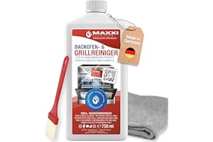‎MAXXI CLEAN MAXXI CLEAN | Backofen & Grillreiniger - das Original | 1x 750 ml Gel, 1x Pinsel und 1x Microfasertuch | selbstarbeitender Reiniger und Fettlöser | für Herdplatte & Grill | löst Verkrustungen