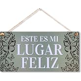 CARISPIBET This Is My Happy Place Plaque Wall Decor Hanging Ornament Decorative Entrance Sign 15 x 30cm