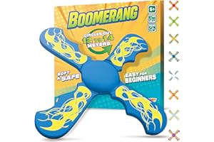 ANCORY Boomerang for Kids, 12m Range - Flying Boomerang Toy - Water Floating Easy-to-Throw Outdoor Toys, Blue