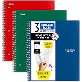 Five Star Spiral Defter + &Ccedil;alışma Uygulaması, 3'l&uuml; Paket, 3'l&uuml; Konu, Kolej &Ccedil;izgili Kağıt, M&uuml;cadele M&uuml;rekkep Kanaması, Suya Da