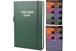 EARNING POWER Academic Diary 2024-2025 A5 Day Per Page, Daily Diary 2024-2025 From JUL 2024 to JUN 2025, Productivity A5 Daily Planner with Monthly Tabs, 2 Bookmark, Pen Loop and Inner Pocket,21×14.5cm (Green)