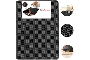 AIDSCI Tapete mejorado para caja de arena | Alfombrilla de 70 x 55 cm para caja de arena con diseño de panal de abeja alfombra de arena para gatos impermeable de doble capa, fácil de limpiar alfombra