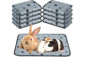 NAMALU 8 Pcs Bulk Guinea Pig Pee Pad Reusable Washable Cage Liners Guinea Pig Fleece Bedding Absorbent Accessories Non Slip Mats for Cages with Star Patterns (12 x 12 Inch)