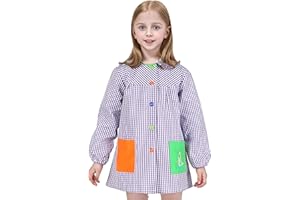 H HANSEL HOME Bata Escolar Infantil con Botones, Babi Infantil Bata con dos Bolsillos Niño y Niña para Guarderia y Colegio