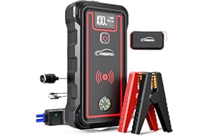 YABER Jump Starter Power Pack, 12V Portable Car Battery Booster Jump Starter Peak 5000A 23800mAh (All Gas/8.0L Diesel) with 10W Wireless Charger, 4 LED Modes, USB Fast Charge & LCD Screen