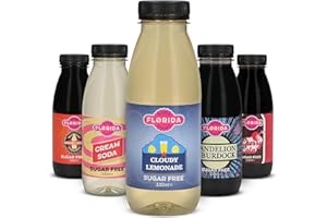 FLORIDA SODA SYRUPS Florida Soda Syrup Compatible With Sodastream - Retro Flavours Aspartame & Sugar Free Cream Soda, Cloudy Lemonade, Ginger Beer, Cherry Cola & Dandelion and Burdock