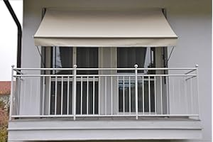 ANGERER FREIZEITMÖBEL GMBH Angerer Klemmmarkise Style - Markise für Sonnenschutz - Montage ohne Bohren und Dübeln - ideale Balkonmarkise für Mietwohnungen (300 cm, Sand)