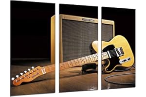 CUADROS CÁMARA Poster Fotográfico Musica, Instrumento Guitarra Fender Stratocaster, Rock Tamaño total: 97 x 62 cm XXL