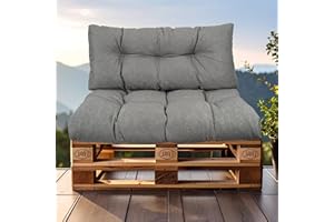SLIPIO Fillpro+ Pallet Cushion, Cushion for Euro Pallets, Filling, Weatherproof Pallet Cushion (2-Piece Set - 1 x Back Cushion 120 x 40 cm + 1 x Seat Cushion 120 x 80 cm - Dark Grey Waterproof)