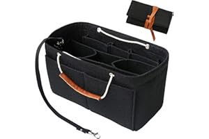 Yoillione Feutre Organisateur de Sac à main femme, Multi Poches Sac Interieur Noir, Bag in Bag Organizer Extra large Sac Organiseur avec Poignée