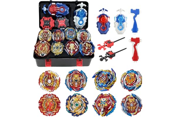 Netoke 8 in 1 Toupie Gyros Turbo Set, 4D Combat Gyros Battle with Launcher Gyros, INCL 4 Pieces Gyros Launcher Set, AA