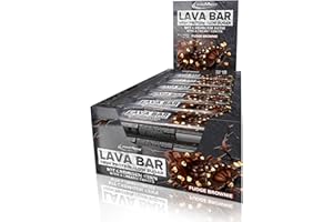 ‎IRONMAXX IronMaxx Lava Protein Bar - Fudge Brownie - 18x40g | High Protein Riegel mit cremigem Kern & Erdnuss-Karamell-Topping | Zuckerarm & ohne Palmöl