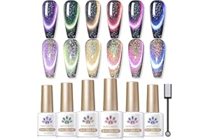 BORN PRETTY Esmalte Semipermanente Pintauñas de Uñas Gel de Ojos de Gato Magnético Fantasma 9D Eye Base Negro+Palo