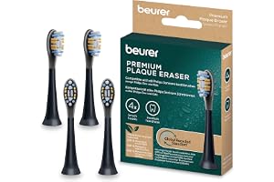 Beurer SC Plaque Eraser borsthuvuden för elektrisk tandborste, medium | 4 ersättningsborstar kompatibla med SC 11, SC 30, SC 50 & Philips Sonicare soniska tandborstar, borst med optimerad vibration
