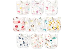 WATINC 10pcs Baby Bibs for Boys Girls, Newborn Feeding Bandana Drool Bibs Absorbent Cotton DIY Painting Organic Cotton for Boys Girls Baby Shower Birthday Gift