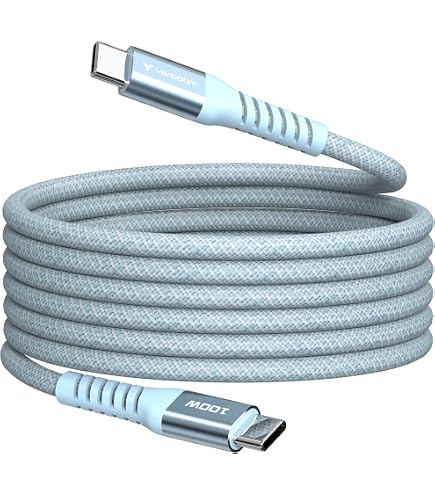 Verbatim USB-C Auf USB-C Ladekabel – 30 Cm, Edelstahl, Robust, Bis 10 GB/s & 3A Schnellladung, Silber, Inkl. Zugentlastung