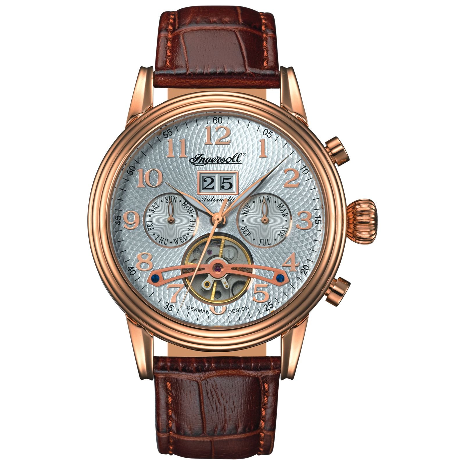 Ingersoll Herren-Armbanduhr San José Analog Automatik Leder IN2001RWH