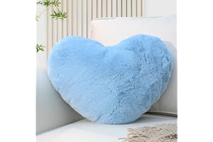 Yhoelata Cuscino Cuore Azzurro Chiaro, Cuscini Decorativi, Cuscino a Forma di Cuore Grande, Cuscini Divano Peluche, Cuscini Letto, Decorazioni Camera da Letto Bambini, 38 x 48 cm