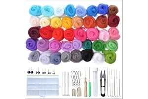 Joyeee Kit per infeltrimento ad Aghi, con 40 colori in lana per infeltrimento, Schiuma per infeltrimento ad ago, feltro, kit per infeltrimento in lana per principianti, adulti, regalo per bambini