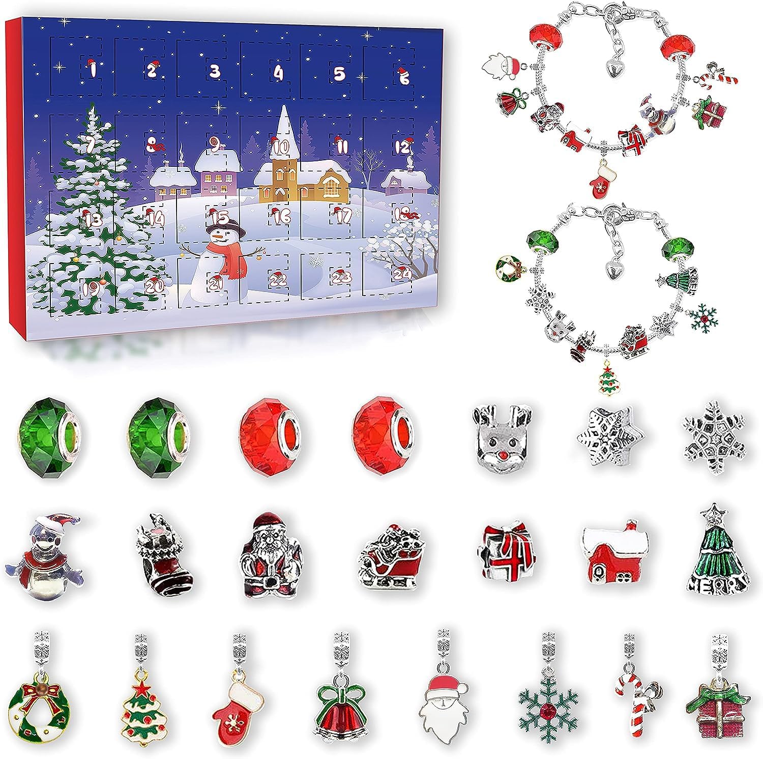 Calendario Adviento Niñas 2026 Pulsera con 22 Charm Regalo de Navida