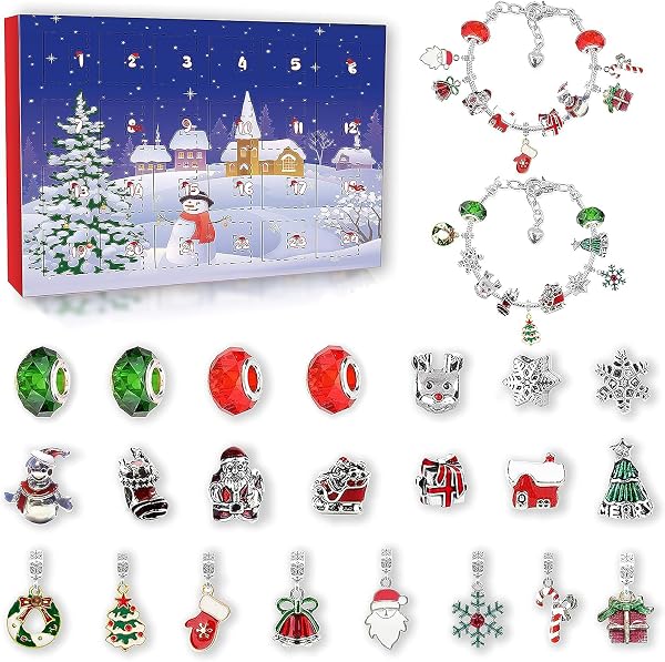 Calendario Adviento Niñas 2026 Pulsera con 22 Charm Regalo de Navida - 1