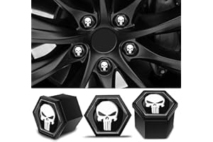 Biomar Labs Zestaw 20 szt. Nakrętki do kół samochodowych 19 mm uniwersalne z narzędziem do usuwania czarna czaszka LC 7