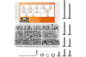 LIUHANCSQD 800 Piezas M4 Juego de Tornillos y Tuercas, Tornillo de Avellanado Cabeza Hexagonal, Tornillos de Cabeza Plana y Tuercas y Arandelas Kit, Tornillo de Cabeza Hueca Hexagonales de Acero Inox