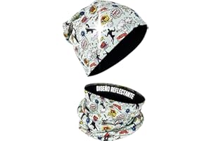 HECKBO Set Gorro & Braga Cuello Infantil 360° Reflectante – 95% Algodón – Material elástico suave y fácil de cuidar – Beanie Primavera Otoño Invierno (48–54 cm)