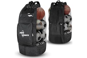 ZHSX Soccer Ball Bag,Large Mesh Ball Bag Sports Equipment Net Bag with Drawstring Closure Shoulder Strap and Oversized Front Pocket Storage Basketball,Volleyball,Football Accessories