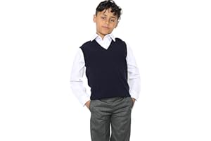 Nawal's Boys Knitted Tank Top V Neck Sleeveless Jumper School Uniform Smart & Comfortabl