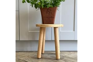 Masterplank Rustic Small Wooden Stool Milking Oxford Stool - Handcrafted, Small Step Stool or Kids Stool - Ideal as a Small Side Table, Plant Table for Plants, Bedroom Bedside Table or Bathroom stool