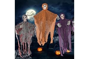 GEERDAN Halloween Scheletro Fantasmi Decorazioni, 3 Pezzi Decorazione di Scheletro con Pali di Sostegno e Chiodi a Terra, Halloween Decorazioni Interni Esterno da Appendere e da Inserire a Terra