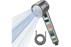 MEKO Hard Water Filter Shower Head with 3 Modes, 15 Layers Filtration Water Saving High Pressure Shower Heads and 1.5m Hose, Massage Shower Filter for Residual Chlorine Remove