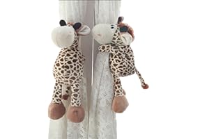 ED-Lumos Juegos de 2 Alzapaños Sujetadores de Cortina con botón Cuerda de Cortina Corbata Cortinas Correas de Cortinas Habitacion Infantil Jirafa