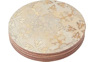 CREATIVE TOPS Juego de Posavasos con Respaldo de Corcho, 4 Unidades, 12 cm, diseño de Impresiones Doradas, Redondas, Dorado/Gris