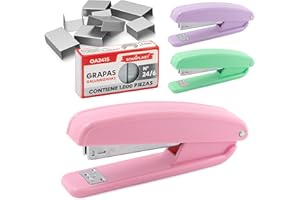GRAPADORA PASTEL + 1000 GRAPAS STARPLAST - Tamaño 15 x 3,5 cm, caja con 1000 grapas galvanizadas, colores pastel - L ROSA
